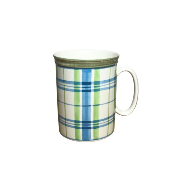 Lenox Southern Gatherings Collection Discontinue Stoneware Blue green plaid Mug - Picture 1 of 10